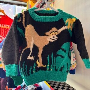 Vintage hand knit monkey sweater